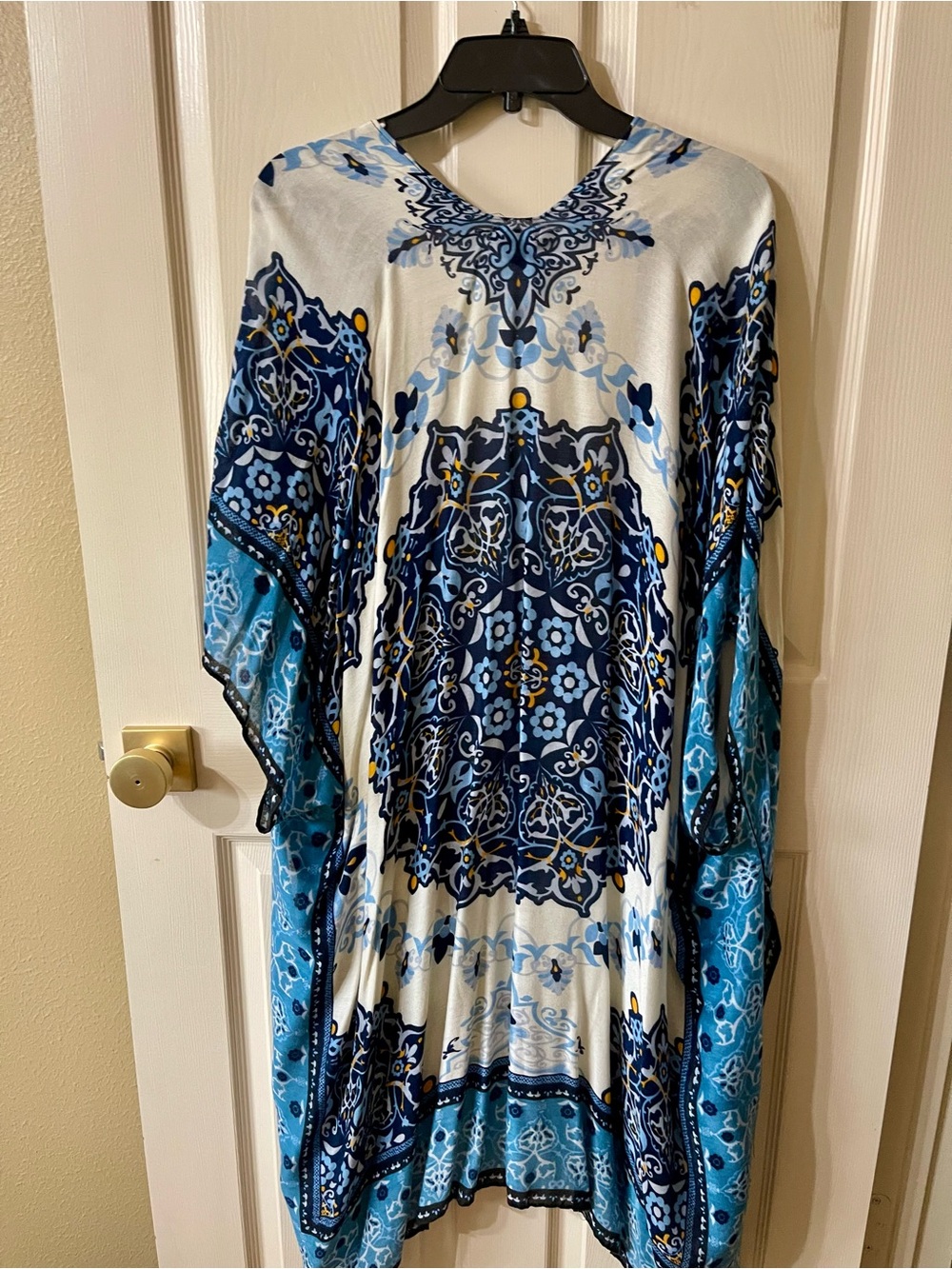 Nicole Miller Blue and White Boho Floral Tunic